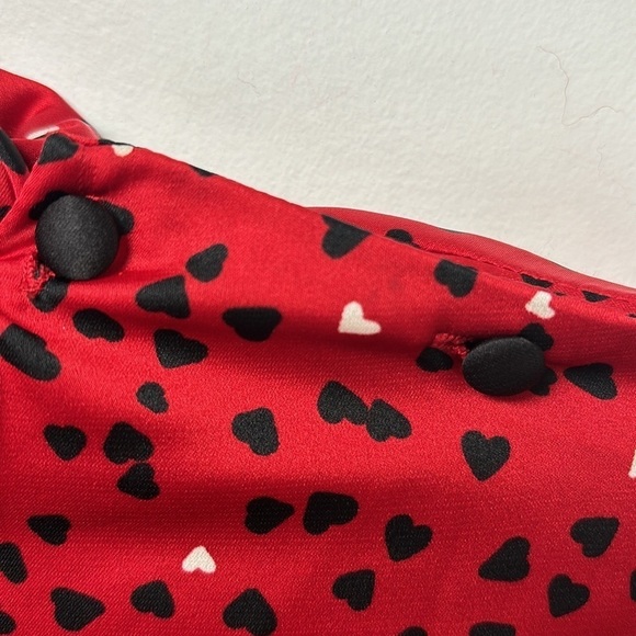 ZARA red satin blouse for women with long sleeves and heart print talla M - Picture 7 of 8